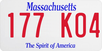MA license plate 177KO4