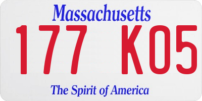 MA license plate 177KO5