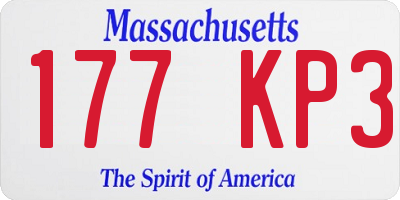 MA license plate 177KP3