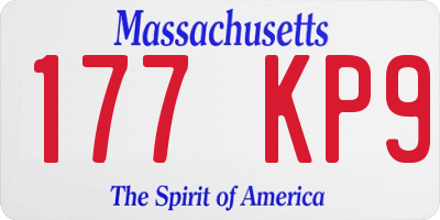 MA license plate 177KP9