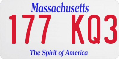 MA license plate 177KQ3