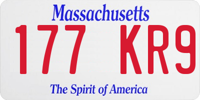 MA license plate 177KR9