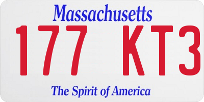 MA license plate 177KT3