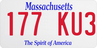 MA license plate 177KU3