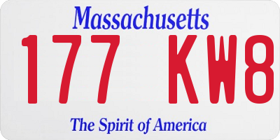 MA license plate 177KW8