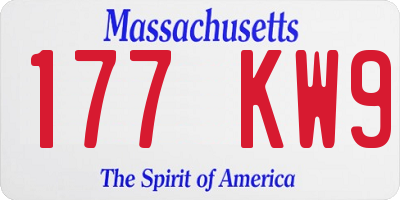 MA license plate 177KW9