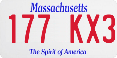 MA license plate 177KX3