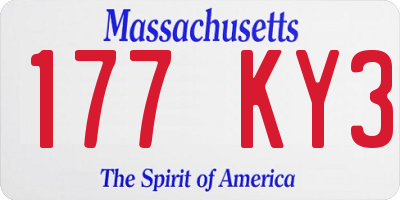 MA license plate 177KY3