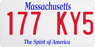 MA license plate 177KY5