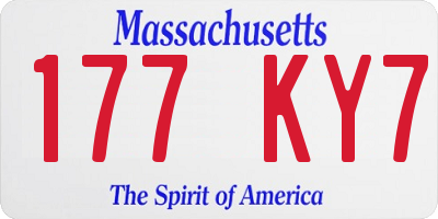 MA license plate 177KY7