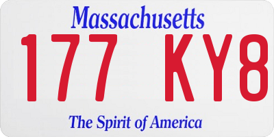 MA license plate 177KY8