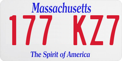 MA license plate 177KZ7