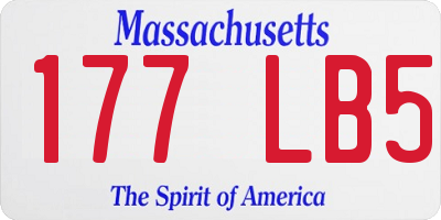 MA license plate 177LB5