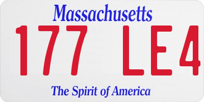 MA license plate 177LE4