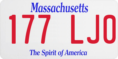 MA license plate 177LJ0