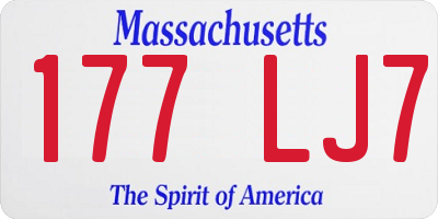 MA license plate 177LJ7