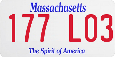 MA license plate 177LO3