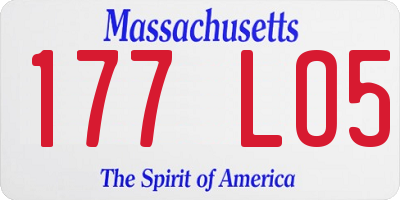 MA license plate 177LO5