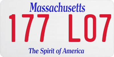 MA license plate 177LO7