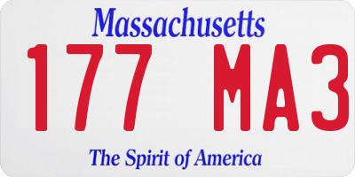 MA license plate 177MA3