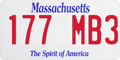 MA license plate 177MB3