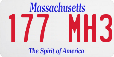 MA license plate 177MH3