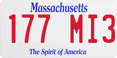 MA license plate 177MI3