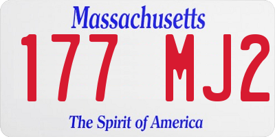 MA license plate 177MJ2