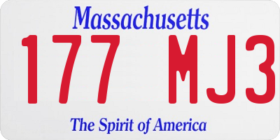MA license plate 177MJ3