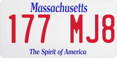 MA license plate 177MJ8