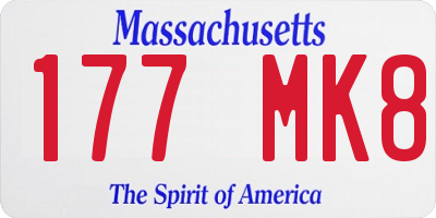 MA license plate 177MK8