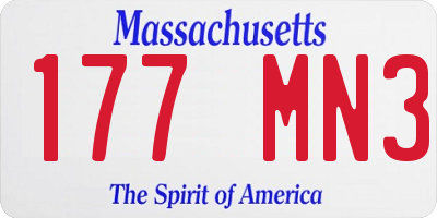 MA license plate 177MN3