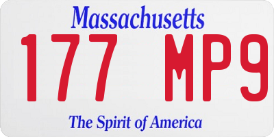 MA license plate 177MP9