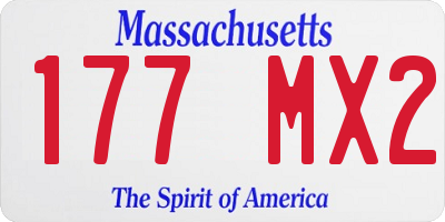 MA license plate 177MX2