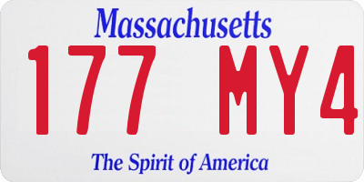 MA license plate 177MY4