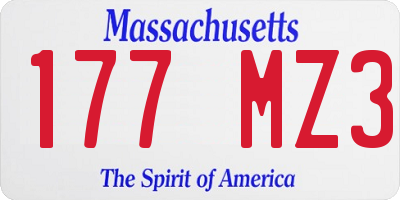 MA license plate 177MZ3