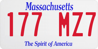 MA license plate 177MZ7