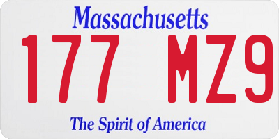 MA license plate 177MZ9