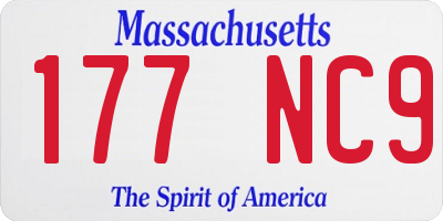 MA license plate 177NC9
