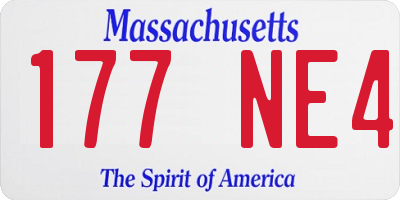 MA license plate 177NE4
