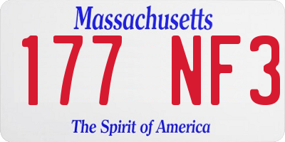 MA license plate 177NF3