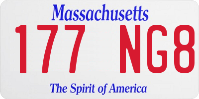 MA license plate 177NG8