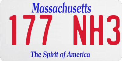 MA license plate 177NH3