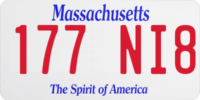 MA license plate 177NI8