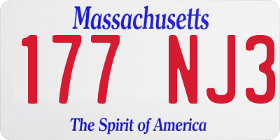 MA license plate 177NJ3