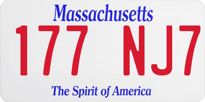 MA license plate 177NJ7