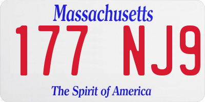 MA license plate 177NJ9