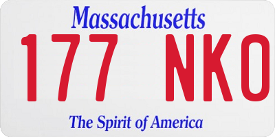 MA license plate 177NK0