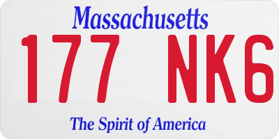 MA license plate 177NK6