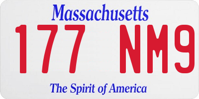 MA license plate 177NM9